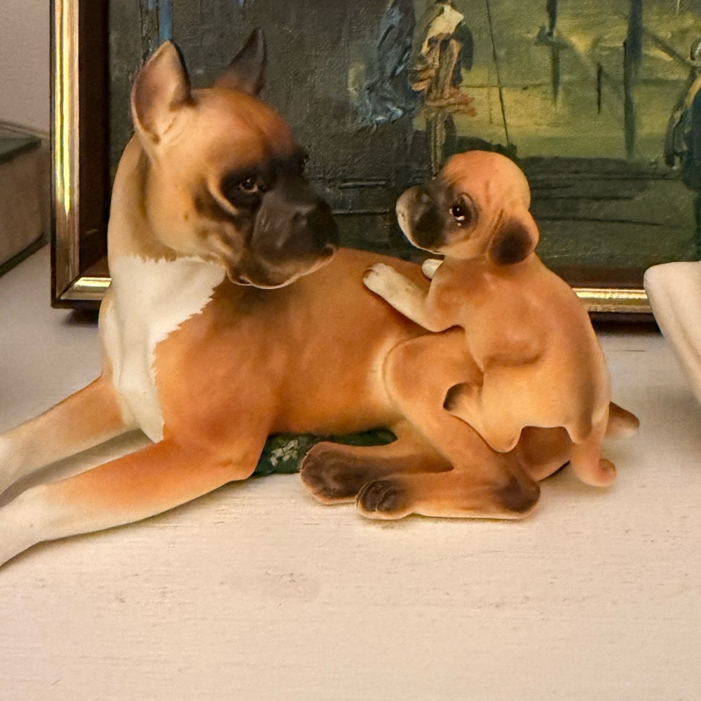 Charming Ceramic Brown and White Dog Figurine